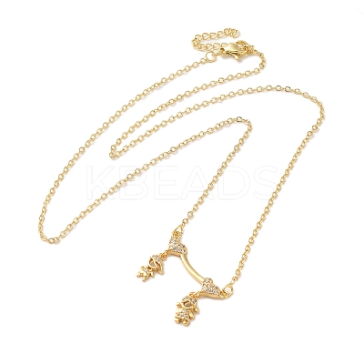 Brass Micro Pave Clear Cubic Zirconia Girls and boys Pendant Necklaces for Valentine's Day NJEW-K381-01B-G-1