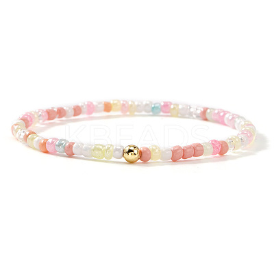 Bohemian Glass Pearl & Brass Beaded Stretch Bracelets for Women ZZ9832-2-1