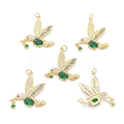 Real 18K Gold Plated Brass Micro Pave Cubic Zirconia Pendants KK-D004-24G-1