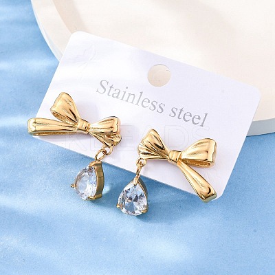 304 Stainless Steel Rhinestone Stud Earrings EJEW-Z098-09G-1