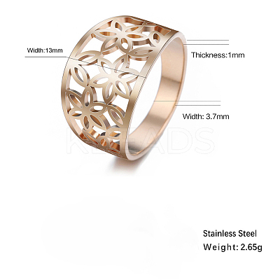 Flower Pattern Hollow Out 304 Stainless Steel Finger Rings FS-WGDCC5F-08-1