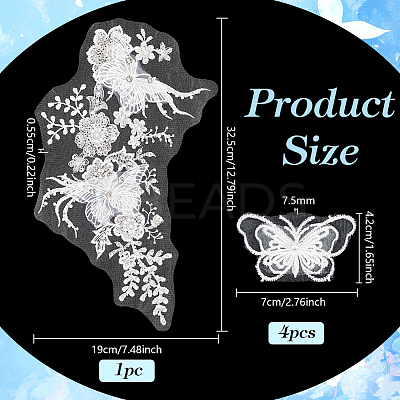 4Pcs Cotton Lace Clothing Patches PATC-FG0003-84-1