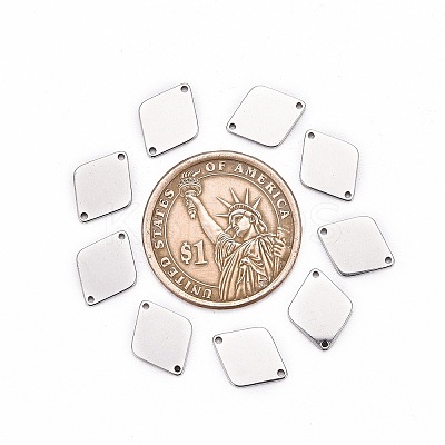 Tarnish Resistant Smooth Surface Stainless Steel Rhombus Stamping Blank Tag Links connectors LS-STAS-R064-72-1