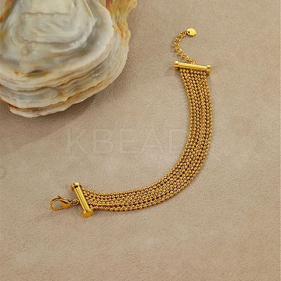 304 Stainless Steel Multi-strand Bracelets BJEW-C137-01G-1
