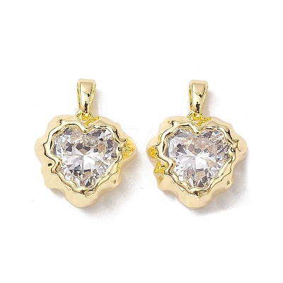 Valentine's Day Brass Micro Pave Clear Cubic Zirconia Pendants KK-K360-22G-1