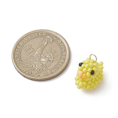 Glass Seed Beaded Duck Charms PALLOY-MZ01133-01-1