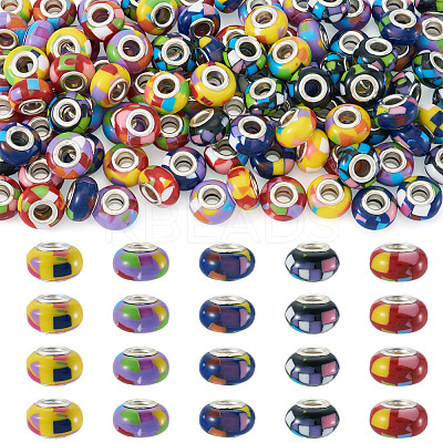 100Pcs 5 Colors Bohemian Style Resin European Beads RESI-TA0004-83-1
