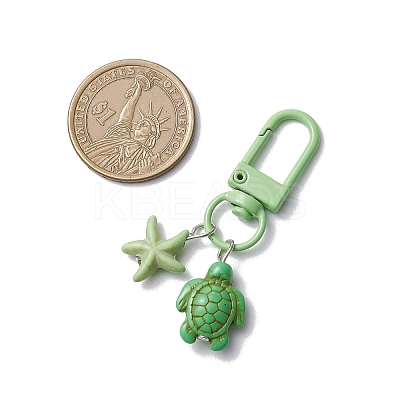 4Pcs Turtle & Starfish Synthetic Turquoise Pendant Decorations HJEW-JM04264-1