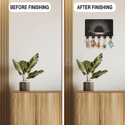 Wood & Iron Wall Mounted Hangers HJEW-WH0055-228-1