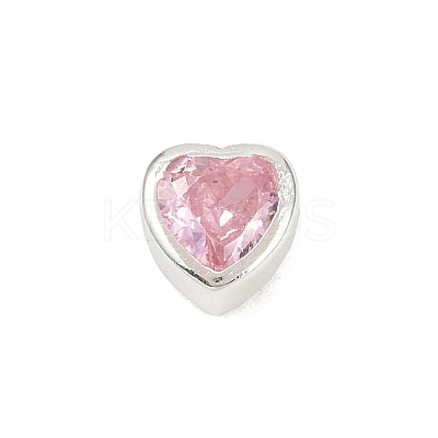 925 Sterling Silver Cubic Zirconia Heart Beads STER-F060-03S-03-1