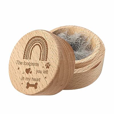 1Pc Beech Wood Engraved Pet Hair Keepsake Boxes CON-CN0001-16D-1