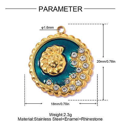 304 Stainless Steel Enamel Pendants STAS-OY019-59G-1