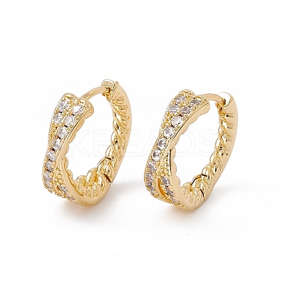 Cubic Zirconia Criss Cross Hoop Earrings EJEW-B014-07G-1