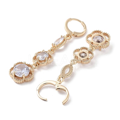 Rack Plating Golden Brass Dangle Leverback Earrings EJEW-A030-02D-G-1