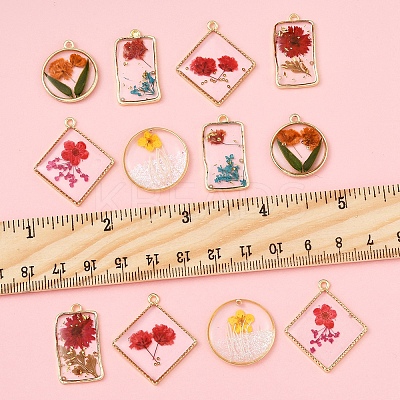 12Pcs 6 Styles Transparent Clear Epoxy Resin Pendants RESI-FS0001-88A-1