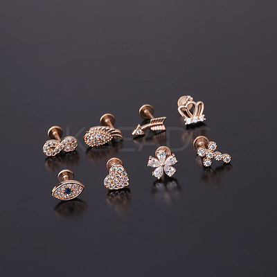 Brass Micro Pave Clear Cubic Zirconia Cartilage Earrings WGF4DCF-24-1