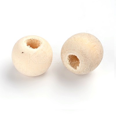 Natural Unfinished Wood Beads WOOD-R196-10mm-LF-1