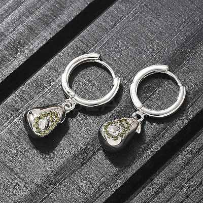 Brass Cubic Zirconia Hoop Earrings EJEW-Q015-02P-B-1