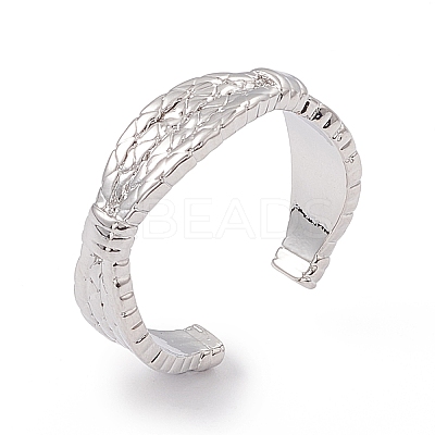Brass Twist Rope Open Cuff Ring for Women RJEW-P079-02P-1