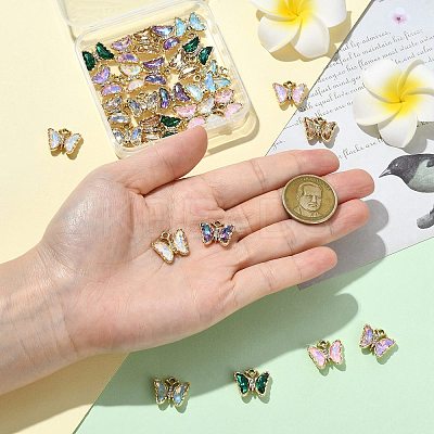 32Pcs 8 Colors Alloy Rhinestone Pendants FIND-CJ0005-13-1
