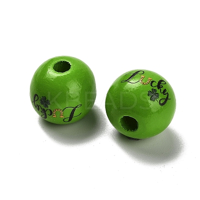 St. Patrick's Day Series Printed Schima Wood European Beads WOOD-V002-01K-1