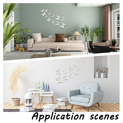 12Pcs 6 Style Stainless Steel Butterfly Wall  Decoration Pendants STAS-UN0036-52P-1
