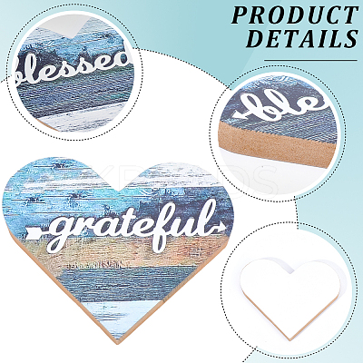 Wooden Heart Shaped Blessed Sign Ornaments AJEW-WH20019-83A-1