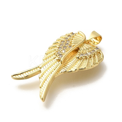 Rack Plating Brass with Cubic Zirconia Pendants KK-Z086-14G-02-1