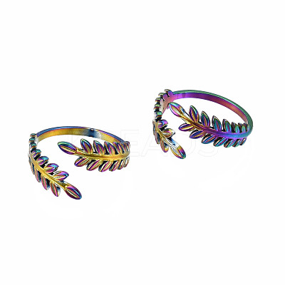 Leaf Cuff Rings RJEW-N038-025-1