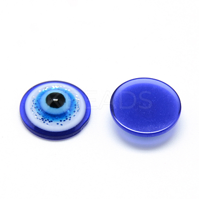 Glitter Powder Resin Evil Eye Cabochons X-CRES-S613-8mm-02-1