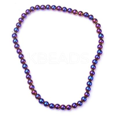 Non-magnetic Synthetic Hematite Beads Strands G-S096-8mm-6-1