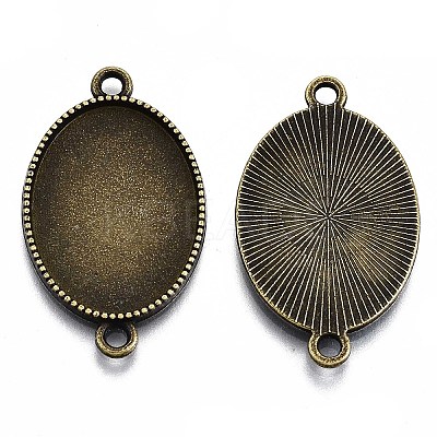 Tibetan Style Oval Alloy Cabochon Connector Settings X-TIBE-Q038-002B-AB-NR-1
