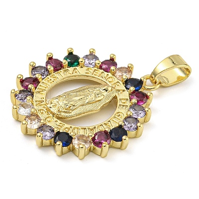 Rack Plating Brass Micro Pave Cubic Zirconia Pendants KK-Z063-07G-1