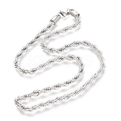 Non-Tarnish 304 Stainless Steel Rope Chain Necklaces NJEW-F226-03P-10-1