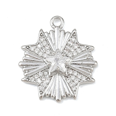 Brass Micro Pave Clear Cubic Zirconia Pendants KK-G545-03P-1
