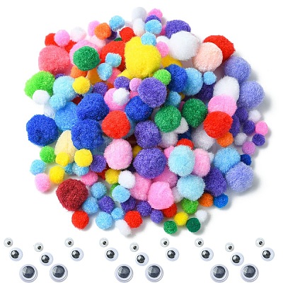 1150Pcs Pom Pom Yarn Pom Pom Balls and Wiggle Googly Eyes Cabochons DIY-YW0012-27-1