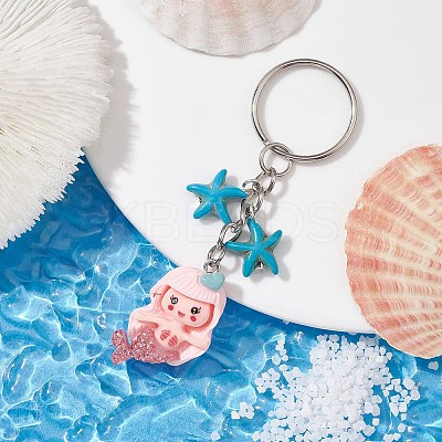 Mermaid Opaque Resin Pendant Keychain X1-KEYC-JKC00624-04-1