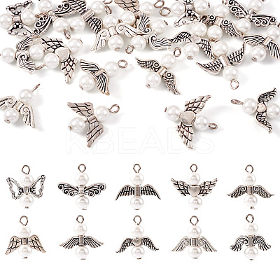 20Pcs 20 Style Glass Pearl Pendants PALLOY-TAC0142-1