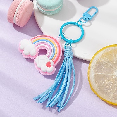 Cartoon PVC Plastic Big Pendants Keychains with Faux Suede Tassel KEYC-JKC00569-03-1