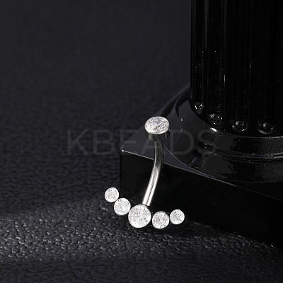 304 Stainless Steel Clear Cubic Zirconia Curved Barbell Belly Button Rings AJEW-D306-03P-04-1