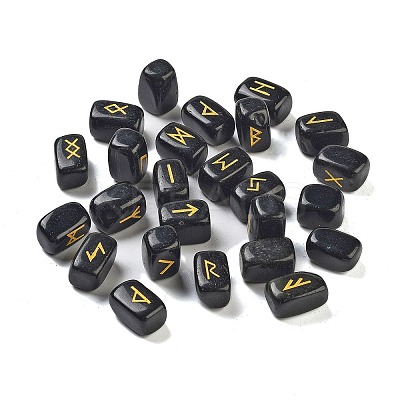 Rectangle Natural Obsidian Rune Stones G-Z059-01G-1