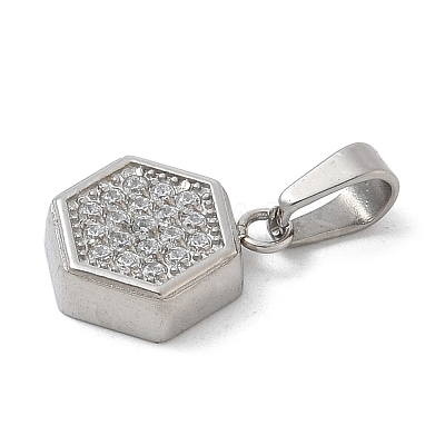 Ion Plating(IP) 304 Stainless Steel Micro Pave Cubic Zirconia Pendants STAS-Z107-02P-05-1