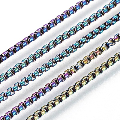 Ion Plating(IP) 304 Stainless Steel Box Chain Necklaces NJEW-P251-02A-1