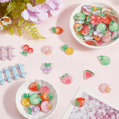 60Pcs 10 Styles Opaque Resin Cabochons RESI-SC0005-92-1