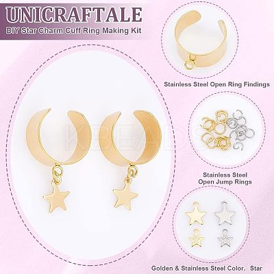 DIY Star Charm Cuff Ring Making Kit DIY-UN0003-68-1