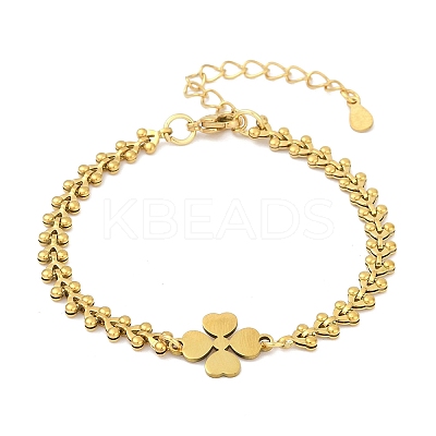 304 Stainless Steel Clover Link Bracelets LS-BJEW-V003-01G-1