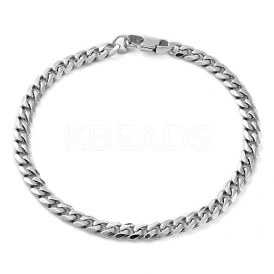 Non-Tarnish 304 Stainless Steel Cuban Link Chain Bracelet BJEW-C048-01P-1