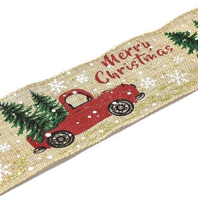 Christmas Theme Polyester Imitation Linen Ribbon OCOR-M008-01B-1