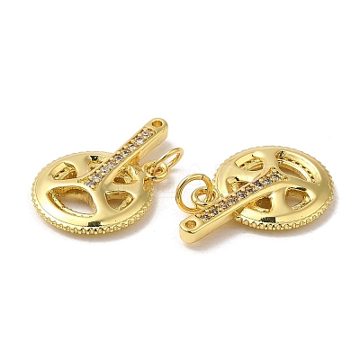 Rack Plating Brass Micro Pave Cubic Zirconia Pendants KK-C030-13G-1