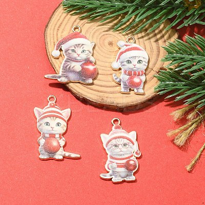 8Pcs 4 Styles Christmas Alloy Enamel Pendants FIND-YW0005-64-1